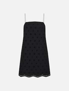 Broderie Shift Mini Dress in Black