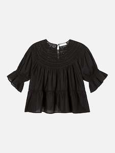 Womenswear: Sol Eyelet Top in Black