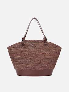 Squillo Raffia Tote in Mahogany