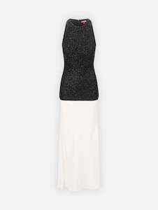 Gabrielle Beaded Bodice Dress in Black Ivory