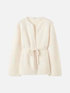 Womenswear: Brushed Cashmere Cardigan in Feather White