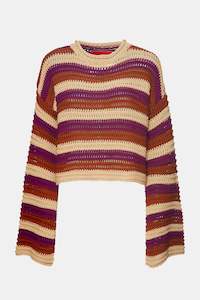 Womenswear: Crop Sweater in Stripe Cable Chain