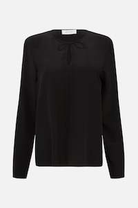 Popover Tie Blouse in Black