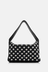 Elena Shoulder Bag with Silver Studs in Black