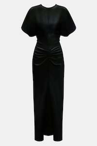 Womenswear: Gathered Waist Midi Dress in Black