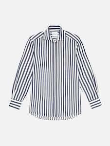 Womenswear: The Boyfriend Shirt in Navy Blue Stripe