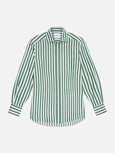 The Boyfriend Shirt in Forest Green Stripe