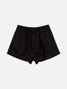 Larue Linen Short in Black