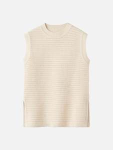 Womenswear: Rib Knitted Vest in Beige