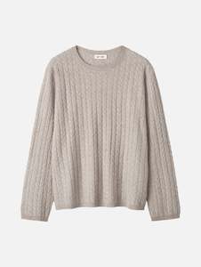 Womenswear: Oversized Cable Cashmere Sweater in Greige