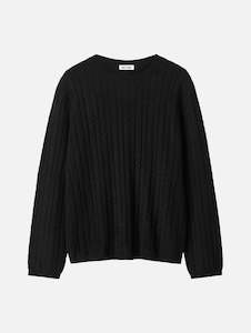 Oversized Cable Cashmere Sweater in Black