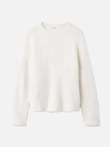 Alpaca O-Neck Sweater in Off White