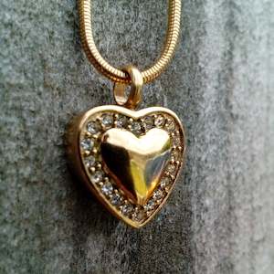 Gold - My Angel Cremation Jewellery Cremation or Keepsake Jewellery and Urns for ashes: Puffed Heart – Gold