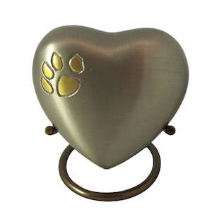 Gold Paw Heart Urn