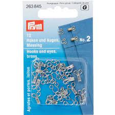 Hooks and eyes - Brass No.2 (12 pack) - Bernina Sewing Centre Tauranga