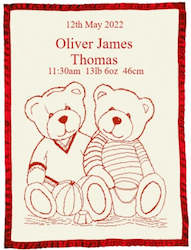 Personalized baby blanket Merino wool - Bear pattern