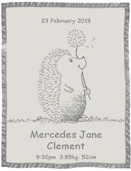 Personalized baby blanket Merino wool - Hedgehog pattern