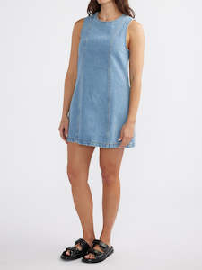 Reese Denim Mini Dress // Mid Wash Blue - COMING SOON