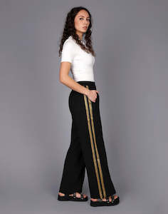 Sport Luxe Side Detail Pant // Black/Gold