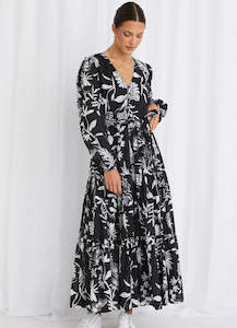 Aria Tiered Maxi Dress // Black & White