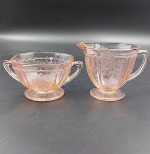 Anchor Hocking - Mayfair, Pink - Milk Jug and Sugar Bowl