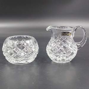 Kitchenware: Julia Crystal - Crosses - Milk Jug and Sugar Bowl