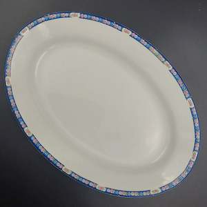 Kitchenware: Alfred Meakin - Blue Band with Mini Pink Roses - Oval Plate