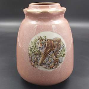 Kitchenware: G A Jones Potbank, Temuka - Tigers and Pandas - Vase