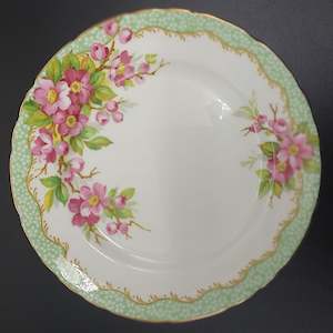 Sutherland - Pink Blossom with Green Rim - Side Plate