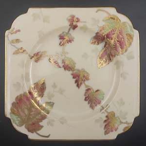 Aynsley - Red and Green Leaves with Gold Veins - Side Plate