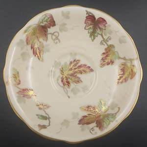 Aynsley - Red and Green Leaves with Gold Veins - Saucer