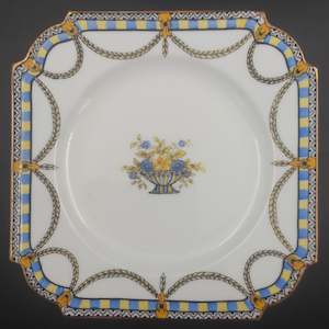 Kitchenware: Aynsley - Blue and Yellow Vase of Flowers - Side Plate