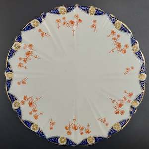 Blairs China - Red Flowers with Blue Band - Cake Plate