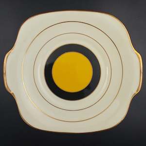 Crown Staffordshire - Orange Centre with Black Band - Cake Plate