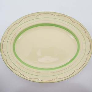 Clarice Cliff - Green and Gold Stripes - Platter, Medium