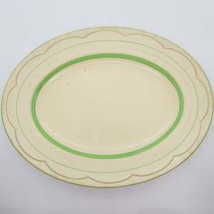 Clarice Cliff - Green and Gold Stripes - Platter, Large