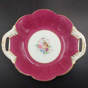 Coalport - Floral Spray with Maroon Band - Tab-handled Round Dish