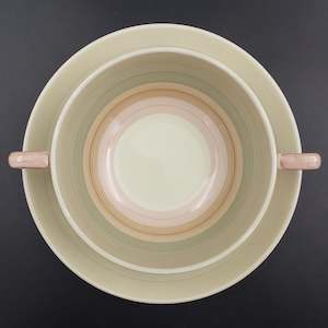 Susie Cooper - Banding, Pink 699 - Soup Bowl and Saucer