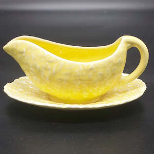 Crown Ducal - Yellow Embossed Flowers - Sauce Jug and Underplate