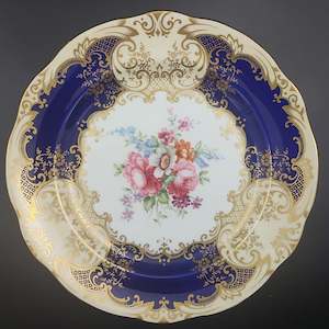 Crown Staffordshire - Blue with Gold Filigree and Floral Spray - Display Plate