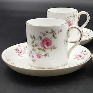 Crown Staffordshire - Pink Roses - Demitasse Duo