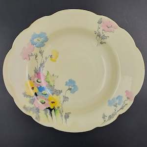 Kitchenware: Crown Staffordshire - Blue, Pink and Yellow Flowers - Oval Rimmed Bowl