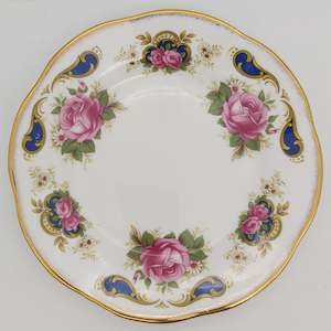 Elizabethan - Pink Roses with Blue and Gold Swirls - Side Plate