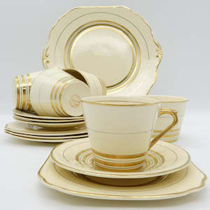 Empire - Cream with Gold Stripes - 14-piece Part Tea Set