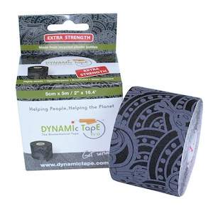 DYNAMIC TAPE ECO - MADE FROM RECYCLED MATERIALS - BLACK WITH GREY PRINT