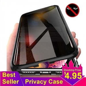 Telephone including mobile phone: Privacy Magnetic Case For iPhone Magnetic Tempered Glass 360 Protective Cover