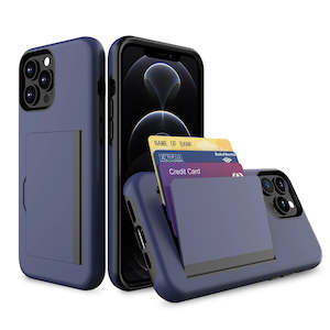 Rugged Dual-Layer iPhone Case with Hidden 3 Cards Slot