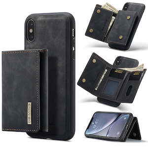 DG.MING M1 Series 3-Fold Multi Card Wallet + Magnetic Back Cover Shockproof Case