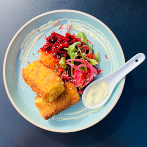 Grilled Halloumi Cheese on Side Salad