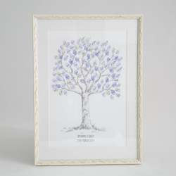 Hand Drawn Heart Tree Fingerprint Wedding Guestbook